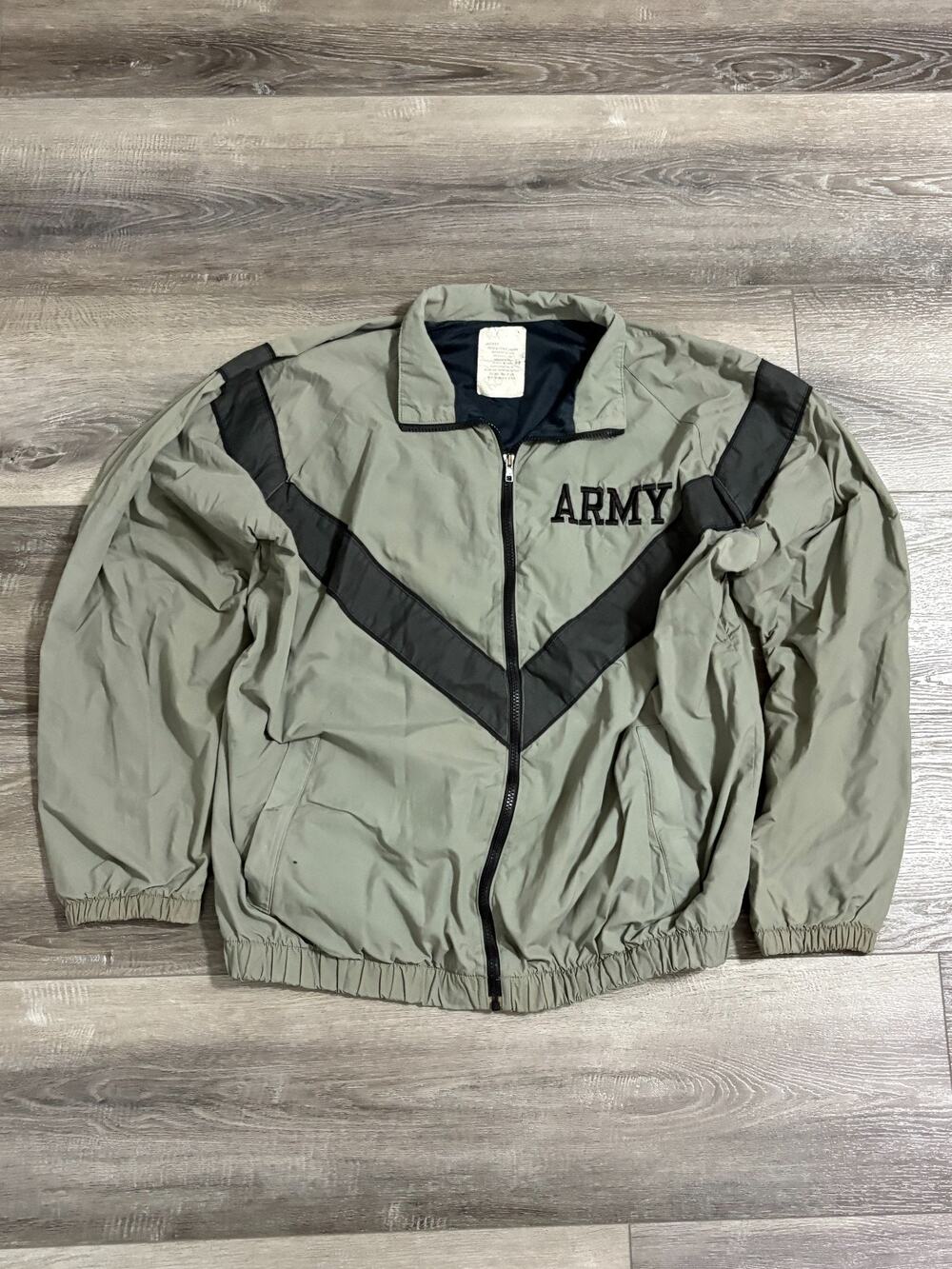 Vintage Military Army Striped Zip Up Windbreaker Jacket Retro - Men’s Medium